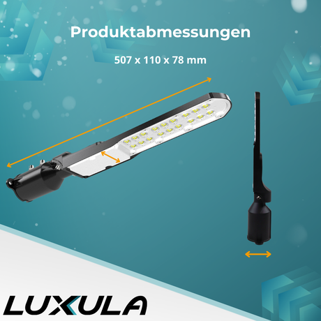 LED Straßenleuchte, SLIM, 50 W, 6000 lm, 5000 K (neutralweiß), IP65, Wand- und Mastmontage.