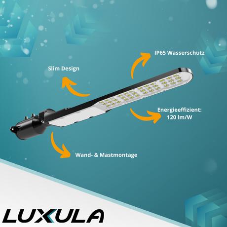 2er Pack LED Straßenleuchte, SLIM, 100 W, 12000 lm, 5000 K (neutralweiß), IP65, Wand- und Mastmontage