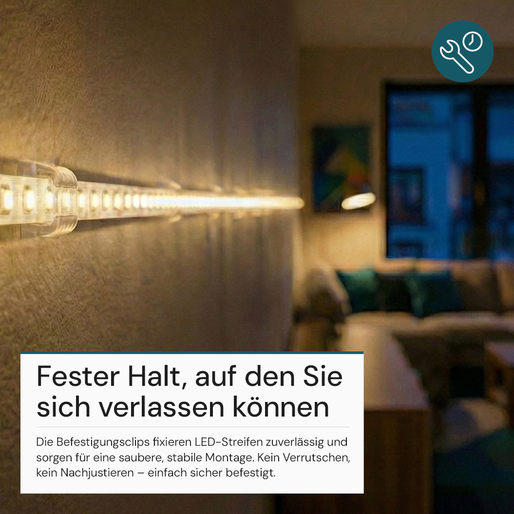 Befestigung Clips LED-Streifen, 10 mm.