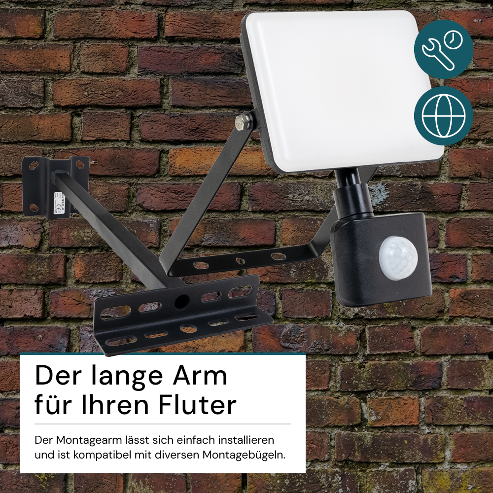 Wandhalterung für Fluter, Ausleger, 150x800mm, schwarz