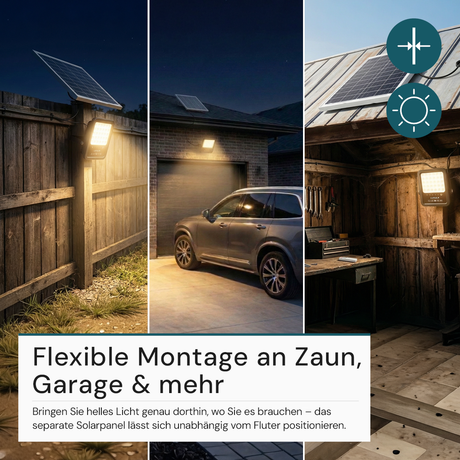 Solarstrahler, LED-Fluter, Solar mit Akku, 6W, 550lm, 6500K, IP65, schwarz.