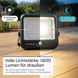 Solarstrahler, LED-Fluter, Solar mit Akku, PIR, 8W, 1600lm, 3CCT, IP65, schwarz.