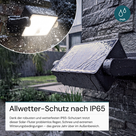 Automatisch rotierender Solar-Fluter mit Bewegungssensor, 6W, 800 lm, 4000K, IP65, Akku.