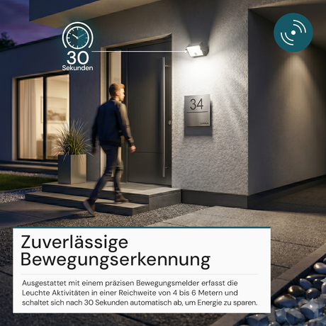 Automatisch rotierender Solar-Fluter mit Bewegungssensor, 6W, 800 lm, 6500K, IP65, Akku.