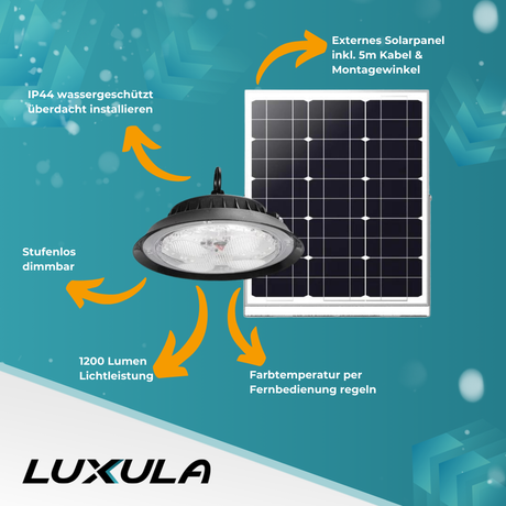 Solar Hängelampe, 1200LM, 3 Farbtemperatur, Outdoor IP44