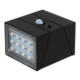 Solar LED Wandleuchte mit drehbarem Lichtkopf und Solarpanel, PIR-Sensor, IP65 und 3 CCT mit Akku, schwarz
