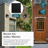Solar LED Wandleuchte mit drehbarem Lichtkopf und Solarpanel, PIR-Sensor, IP65 und 3 CCT mit Akku, schwarz