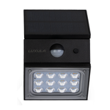 Solar LED Wandleuchte mit drehbarem Lichtkopf und Solarpanel, PIR-Sensor, IP65 und 3 CCT mit Akku, schwarz