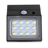 Solar LED Wandleuchte mit drehbarem Lichtkopf und Solarpanel, PIR-Sensor, IP65 und 3 CCT mit Akku, schwarz