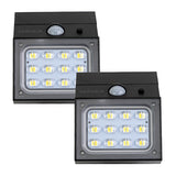 Solar LED Wandleuchte mit drehbarem Lichtkopf und Solarpanel, PIR-Sensor, IP65 und 3 CCT mit Akku, schwarz