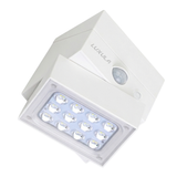 Solar LED Wandleuchte mit drehbarem Lichtkopf und Solarpanel, PIR-Sensor, IP65 und 3 CCT mit Akku, weiß