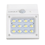 Solar LED Wandleuchte mit drehbarem Lichtkopf und Solarpanel, PIR-Sensor, IP65 und 3 CCT mit Akku, weiß