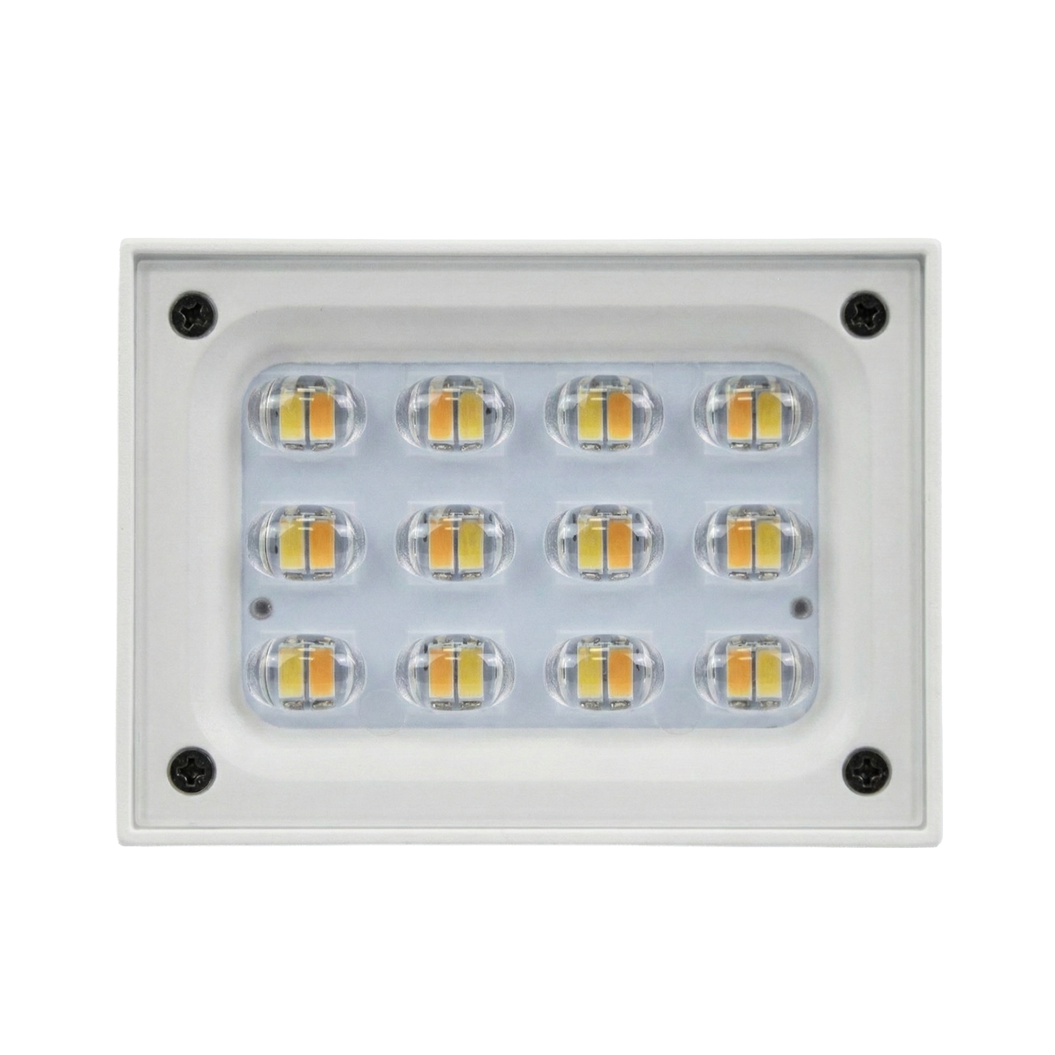 Solar LED Wandleuchte mit drehbarem Lichtkopf und Solarpanel, PIR-Sensor, IP65 und 3 CCT mit Akku, weiß