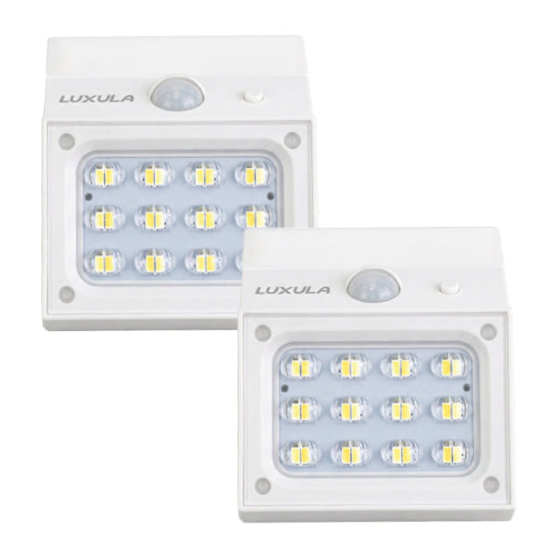 Solar LED Wandleuchte mit drehbarem Lichtkopf und Solarpanel, PIR-Sensor, IP65 und 3 CCT mit Akku, weiß