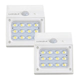 Solar LED Wandleuchte mit drehbarem Lichtkopf und Solarpanel, PIR-Sensor, IP65 und 3 CCT mit Akku, weiß