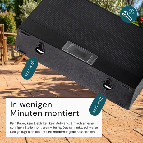 Solar LED Wandleuchte Up/Down, PIR-Sensor, IP65, warmweiß (3000 K), mit Akku