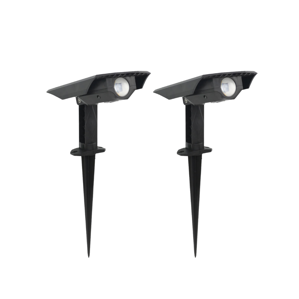 2er-Pack Solar Gartenstrahler, mit verstellbarem Lichtwinkel, 8 Stunden Leuchtdauer, 4000 K (neutralweiß), IP54, Gartenspot