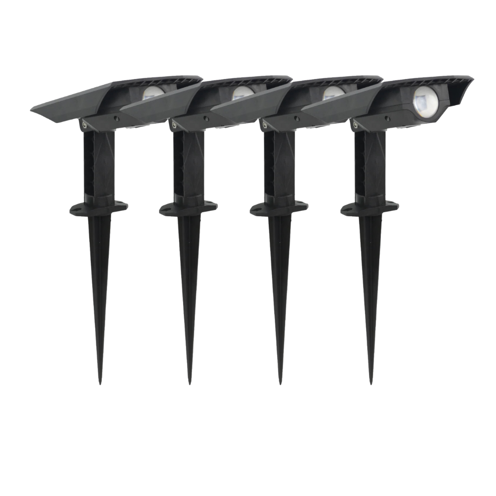 4er-Pack Solar Gartenstrahler, mit verstellbarem Lichtwinkel, 8 Stunden Leuchtdauer, 4000 K (neutralweiß), IP54, Gartenspot