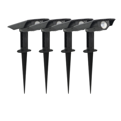 4er-Pack Solar Gartenstrahler, mit verstellbarem Lichtwinkel, 8 Stunden Leuchtdauer, 4000 K (neutralweiß), IP54, Gartenspot