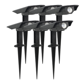 6er-Pack Solar Gartenstrahler, mit verstellbarem Lichtwinkel, 8 Stunden Leuchtdauer, 4000 K (neutralweiß), IP54-Wasserdicht, Gartenspot.