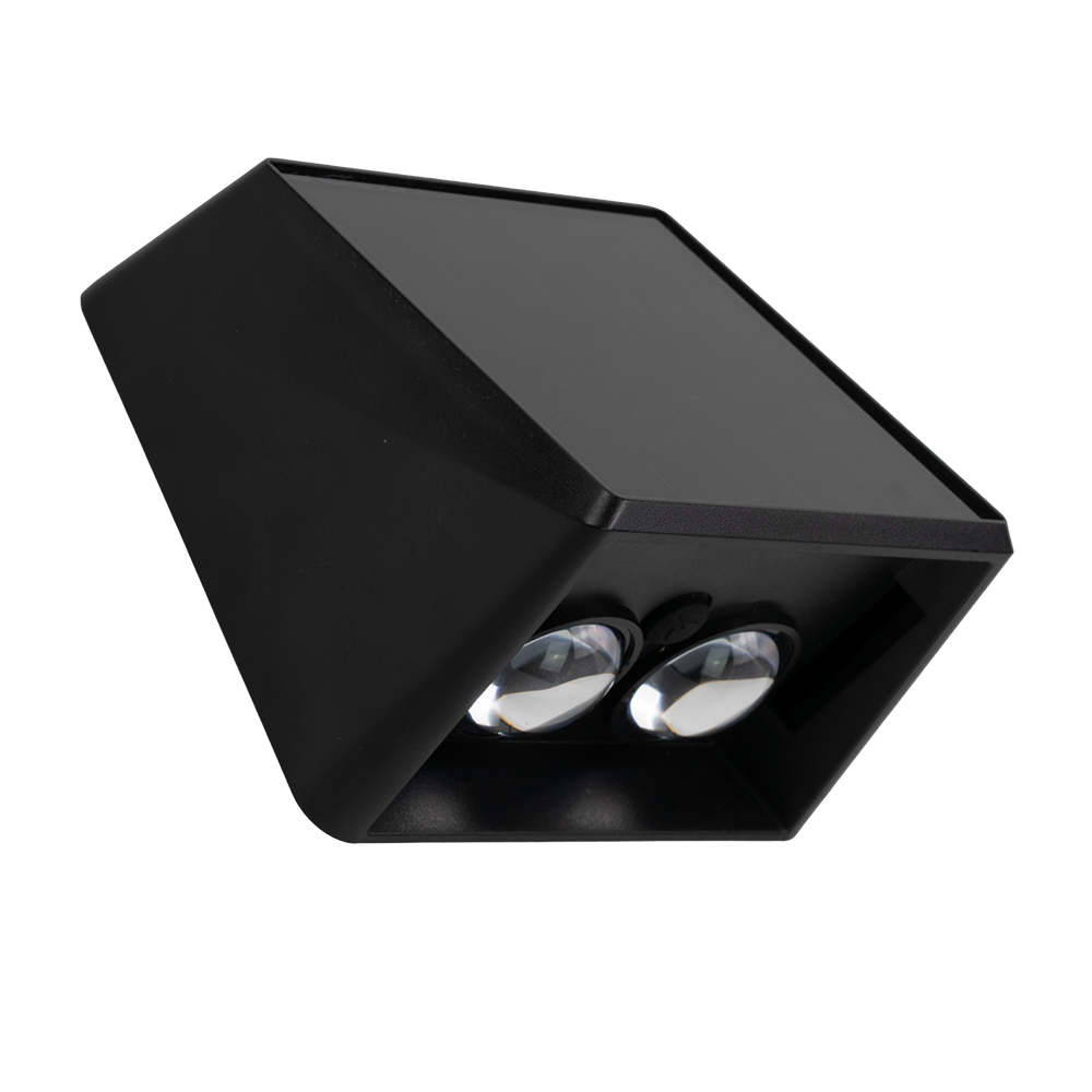 Solar LED Wandleuchte Außen, Up/Down, 2-flammig, 3 Lichtfarben einstellbar (CCT), IP54-wasserdicht, mit Akku, lange Leuchtdauer, Gartenleuchte