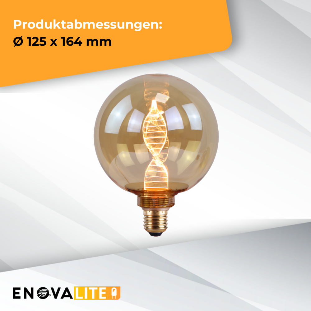 LED Filament Leuchtmittel, DNA, Amber, Globe G125, E27, 3.5W, 120lm, 1800K, dimmbar