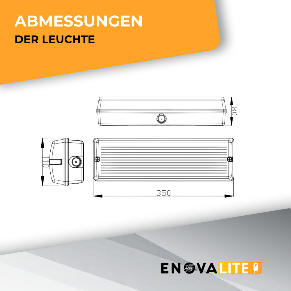 LED-Fluchtwegleuchte, 8 h Notlicht, Notausgang mit Notstromeinheit, TEST-Funktion, Wandmontage, IP65 | Lichttechnik24.de.