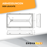 LED-Fluchtwegleuchte, 8 h Notlicht, Notausgang mit Notstromeinheit, TEST-Funktion, Wandmontage, Ein- und Aufbau, IP65