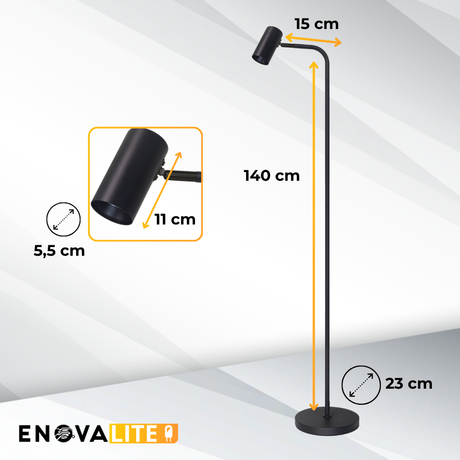 Schöne LED-Stehleuchte, schwarz, aus Aluminium, 1-flammig, GU10-Fassung, IP20.