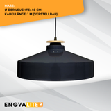 Elegante Pendelleuchte in Schwarz inkl E27-Filamentleuchtmittel, 7W/700lm, 2700K/warmweiß, Milchglas,runde Form, aus Stahl, E27-Fassung, IP20, Ø40 cm