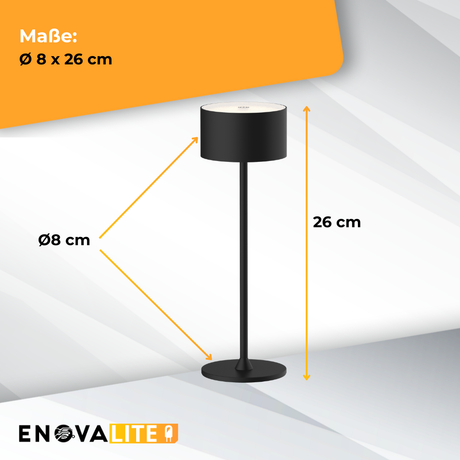 LED-Tischleuchte mit Akku, Up- & Downlight, Dimm- & CCT-Funktion, schwarz, wiederaufladbar, Innen und Außenbereich, IP44, USB-C.
