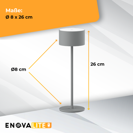 LED-Tischleuchte mit Akku, Up- & Downlight, Dimm- & CCT-Funktion, grau, wiederaufladbar, Innen und Außenbereich, IP44, USB-C.