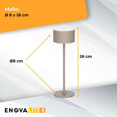 3er Set LED-Tischleuchte mit Akku, inkl Ladestation, Up- & Downlight, Dimm- & CCT-Funktion, sandfarben, wiederaufladbar, Innen und Außenbereich, IP44, USB-C.