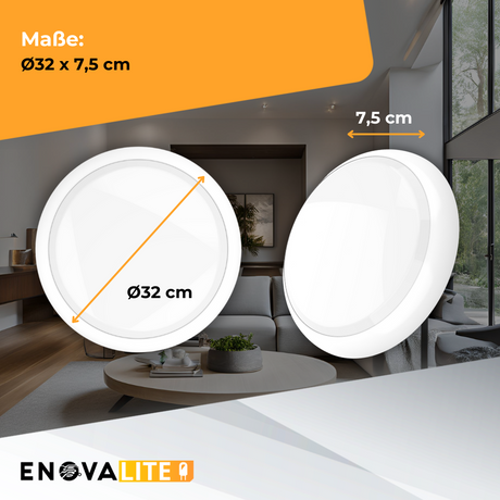 LED-Notstrom Deckenleuchte, mit 8 h Notlicht, 18 W, 1800 lm, 3000-6000 K (warm-, neutral-, kaltweiß) IP65, IK09.