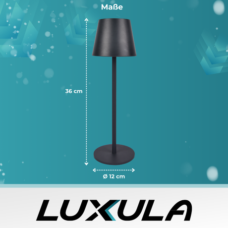2er Set LED-Tischleuchte mit Akku, Dimm- & CCT-Funktion, wiederaufladbar, IP44, USB-C, schwarz.