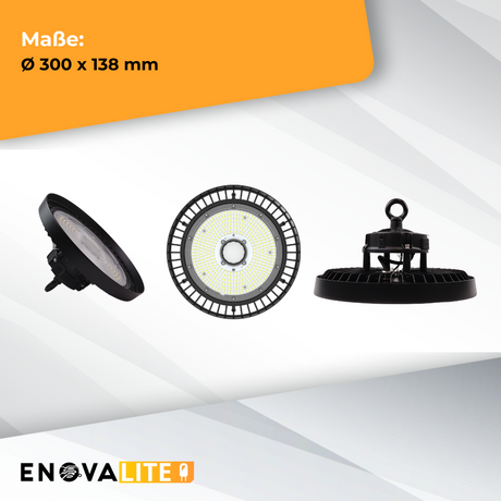 9er-Pack LED-Hallenstrahler, mit Bewegungsmelder, Leistung einstellbar, 100/150/200W, 4000 K (neutralweiß), 17000-34000 lm, IP65, 0-10V dimmbar, inkl Fernbedienung.