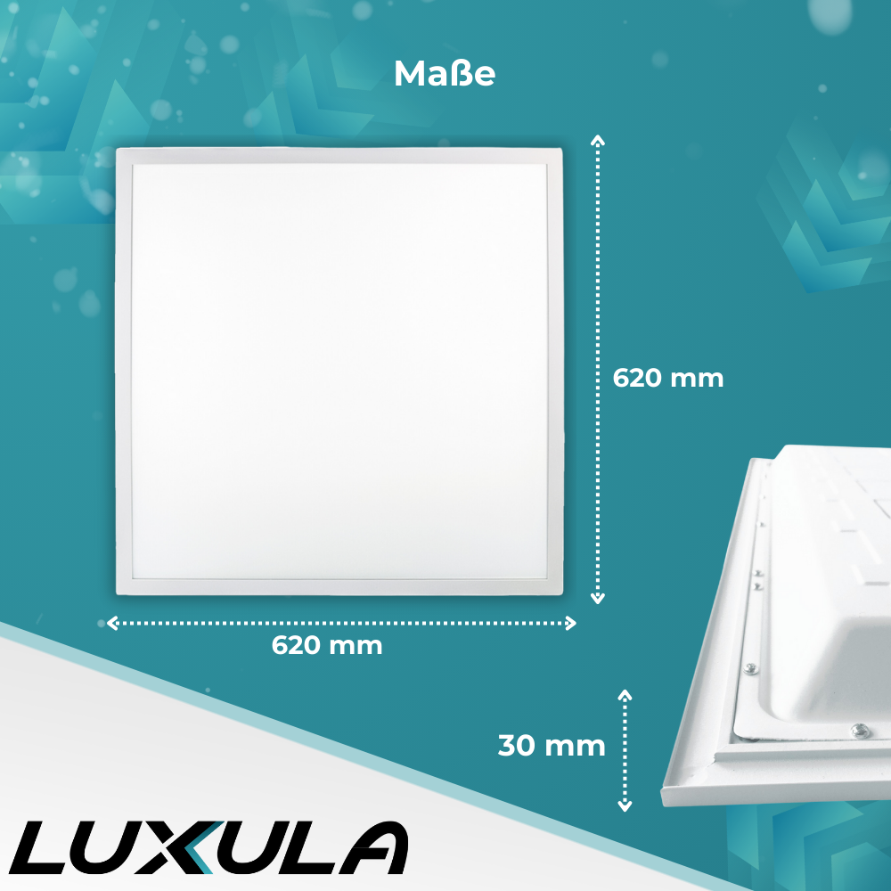 6er Pack LED BackLit Panel UGR<19, 62x62, 40W, 4400 lm, 3000K, 90°