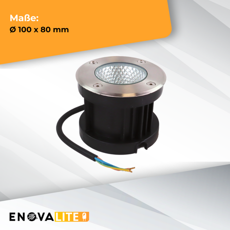 4er Set LED Bodeneinbaustrahler, 7 W, 490 lm, 3000 K (warmweiß), Chromoptik, Edelstahl und Aluminiumdruckguss, EPISTAR.