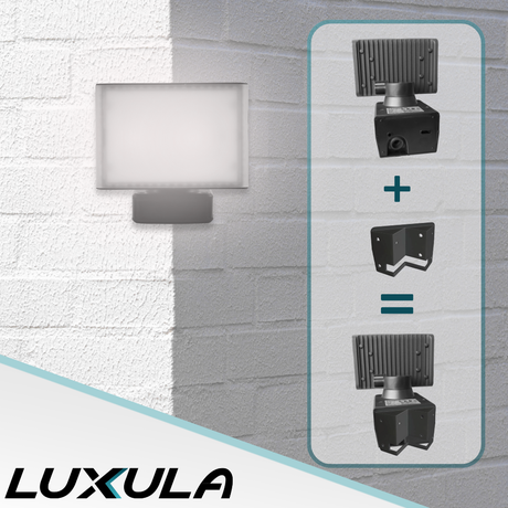 Eckwandhalterung für LED Fluter LX400190 bis LX400193, Eckmontage, Außenecken.