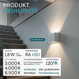 LED Akku Wandleuchte mit Bewegungssensor, Up- & Downlight, Lichtfarbe und Helligkeit einstellbar, mit Fernbedienung, weiß, wiederaufladbar, Innenbereich