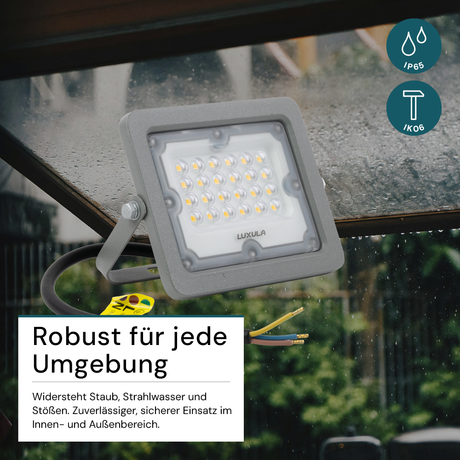 LED-Fluter, 20 W, 4000 K (neutralweiß), 1800 lm, grau, IP65.