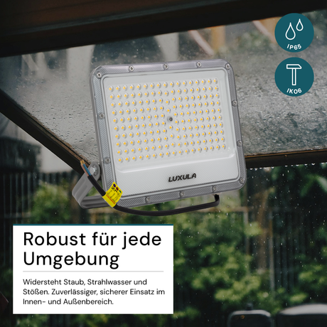LED-Fluter, 100 W, 4000 K (neutralweiß), 12000 lm, grau, IP65.