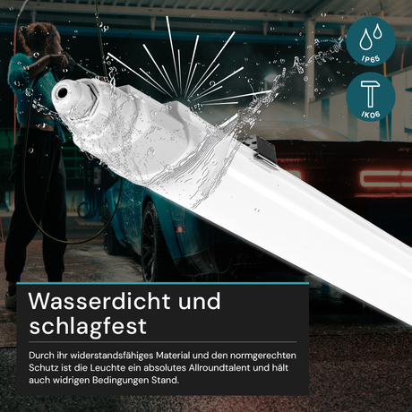 8er-Pack LED Feuchtraumleuchte SLIM, 150 cm, 48 W, 5760 lm, 4000 K (neutralweiß), IP65, IK06, durchschleifbar, mit Quick Connector.