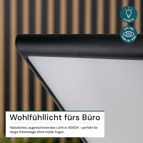 LED Büro-Stehleuchte, Up/Down, in Schwarz, 100 W, 7000 lm, 4000 K (neutralweiß), UGR<16, CRI98, dimmbar, RG0, Bridgelux LED, Arbeitsplatzleuchte