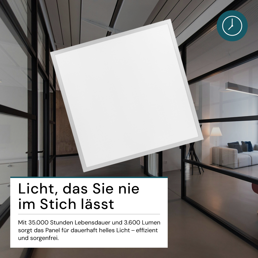 LED-Panel mit Farbtemperaturwechsel CCT, 3000-6000 K, 62x62 cm, Back-lit, 36W, 3600 lm