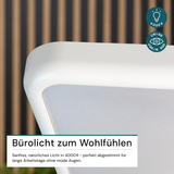 LED Büro-Stehleuchte, Up/Down, in Weiß, 100 W, 7000 lm, 4000 K (neutralweiß), UGR<16, CRI98, dimmbar, RG0, Bridgelux LED, Arbeitsplatzleuchte
