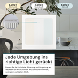 LED Aufbauleuchte in Weiß, 12 W, 230 V, IP44-geschützt, 1200 lm, Lichtfarbe einstellbar, 173x34 mm, Deckenleuchte mit Diffusor, Badezimmerlampe