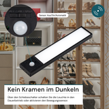 LED Schrankbeleuchtung mit Bewegungsmelder, schwarz, 20 cm, dimmbar, einstellbare Lichtfarbe, USB-aufladbar, einfache Befestigung, Unterbauleuchte
