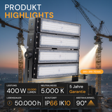 Profi Stadion Fluter, 400 W, 5000 K (neutralweiß), 52000 lm, IP66, Meanwell Driver, LUMILEDS LED