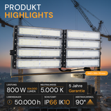 Profi Stadion Fluter, 800 W, 5000 K (neutralweiß), 104000 lm, IP66, Meanwell Driver, LUMILEDS LED